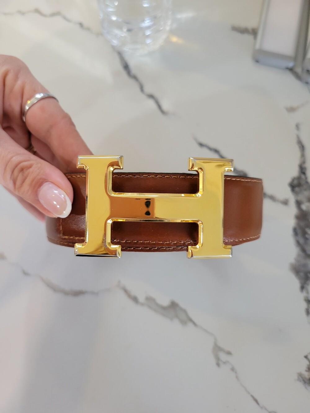 ✨️ H Buckle Revirsable Brown/black Leather Belt